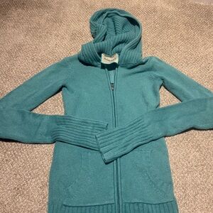 Vintage GARAGE Cozy Hooded Zip Sweater - Teal